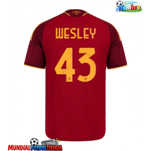 Camiseta AS Roma Wesley Franca #43 Primera Equipación Replica 2026-27 mangas cortas